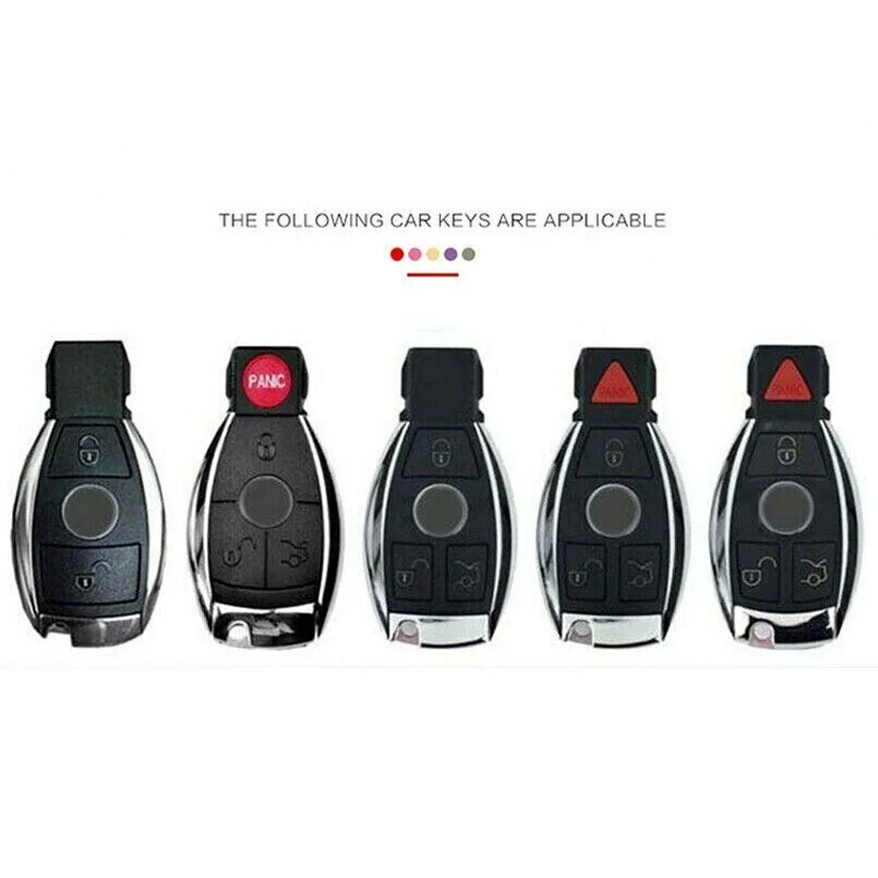 Carbon Fiber Silicone Remote Car Key Fob Cover Case Shell Holder Chain For Mercedes Benz W211 W212 W245 W203 W204 W205 W221 W222