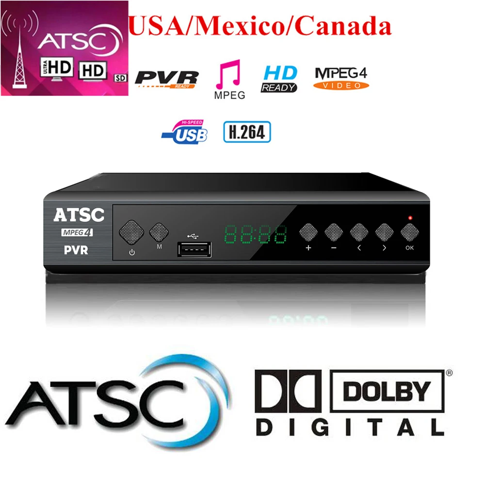 Atsc Decodificador Terrestrial HD Digital Receiver ATSC T Dolby Ac3 TV Receiver Tuner TDT For USA Mexico Canada Korean