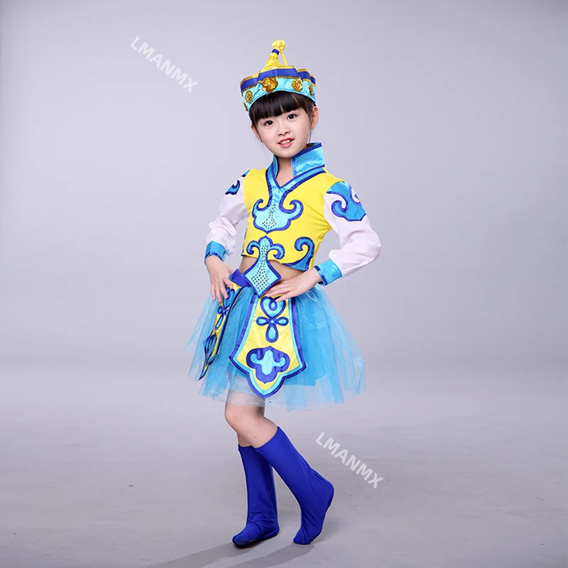 子供用モンゴル服、男の子と女の子の少数民族の服、新しい箸舞衣装