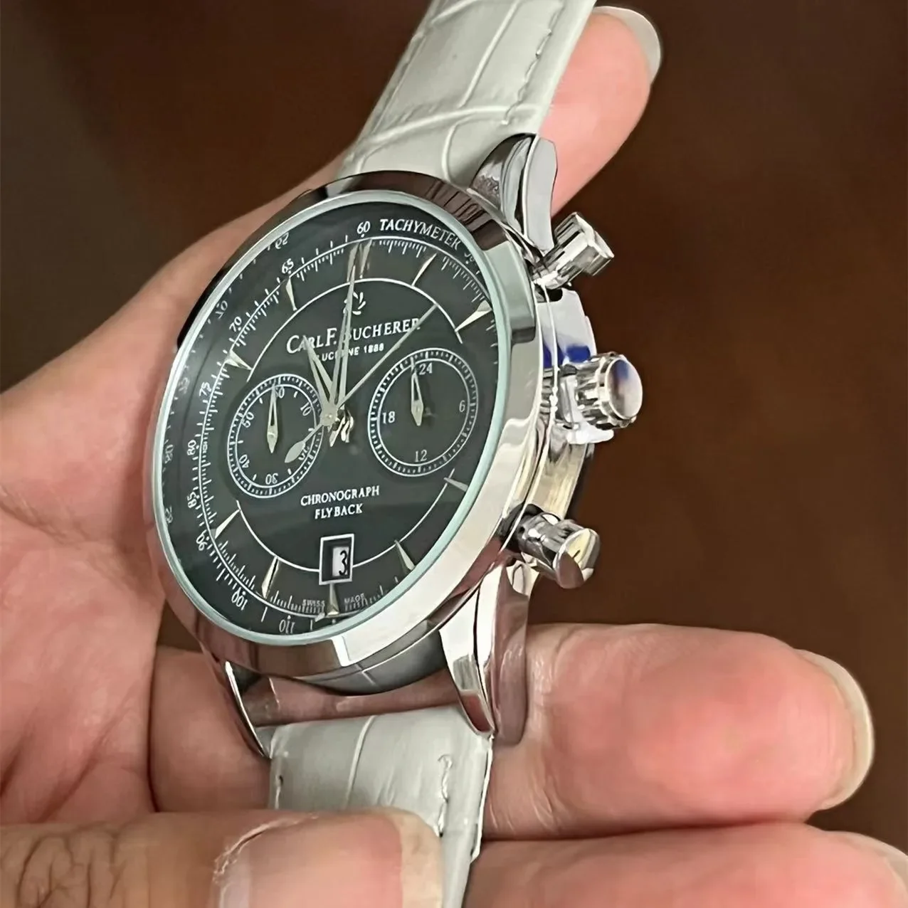 New Fashion Luxury CARLF.BUCHERER Wrist Watch Multi Functional Three Eye Running Second Chronograph Business Leisure Men's Watch