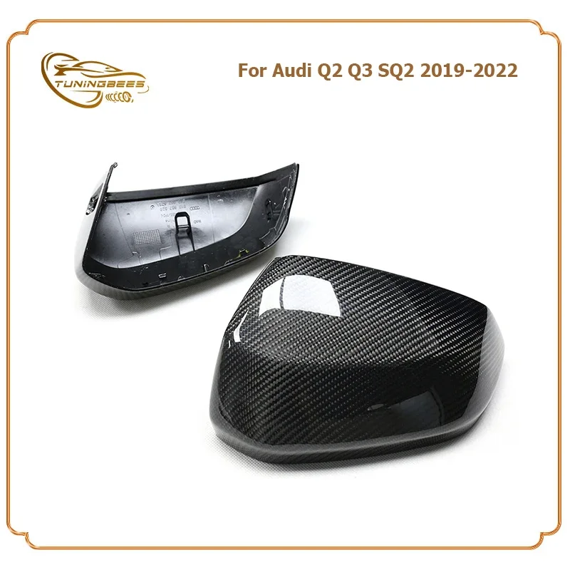 Replacement Style Carbon Fiber Rearview Side Door Mirror Cover For Audi Q2 Q3 SQ2 2019 2020 2021 2022 with/no Lane Assist Hole