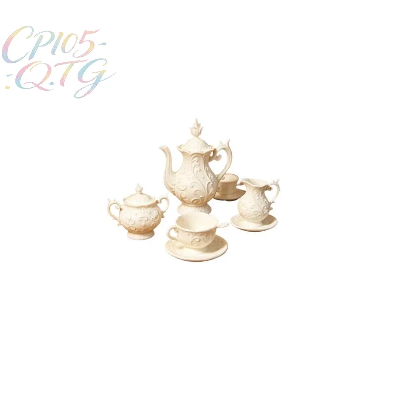 

Hot 1 Set Simulation Mini Flower Relief Dish Model Miniature Dollhouse Teapot Tea Cup Kit Doll House Decor Accessories