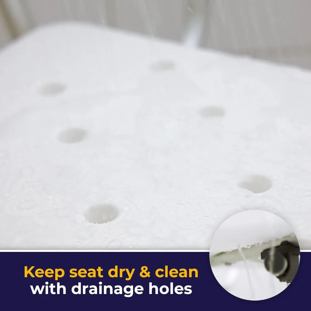 كرسي استحمام بارتفاع قابل للتعديل مع ظهر وأذرع، مقعد حمام غير قابل للانزلاق لكبار السن ودعم التنقل، سعة 350 رطل