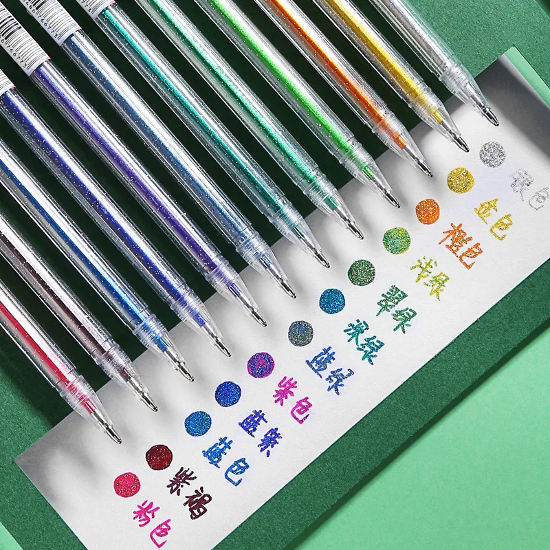 12 color Gel Pen Set Glitter Pens for School Office Kid Adult Coloring Book Journals Drawing Doodling Art Markers Promotion Pen