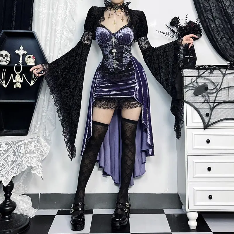 

Dark Skirt Women Halloween Gothic Dress Lolita Suspender Dress Club Clothing Grunge Fairy