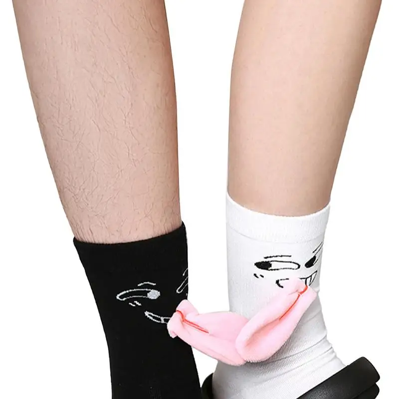 

Magnetic Couple Tongue Socks 2 Pairs Novelty Tongue-Kiss Socks Funny Men And Women Socks Autumn Sports Mid-Tube Socks