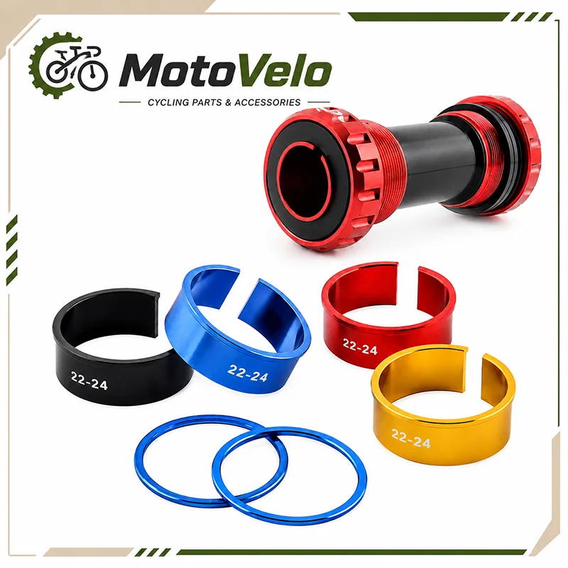 22-24mm Bicycle Bottom Bracket Adapter Ring Aluminum Crank Spindle Conversion Sleeve Spacer for MTB Road Bike