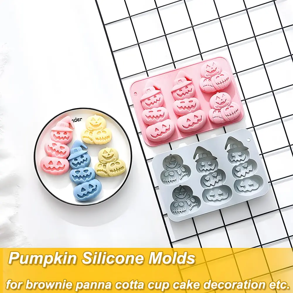 Kürbis-Silikonform für Halloween-Schokolade und Süßigkeiten, Kürbisförmige Backform für Halloween, Gelee, Eiswürfel, Kekse – Detail 6