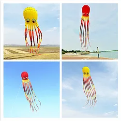 free shipping 15m octopus kite flying papalotes for children outdoor game kite reel nadmuchiwane zabawki kite drachen giant kite