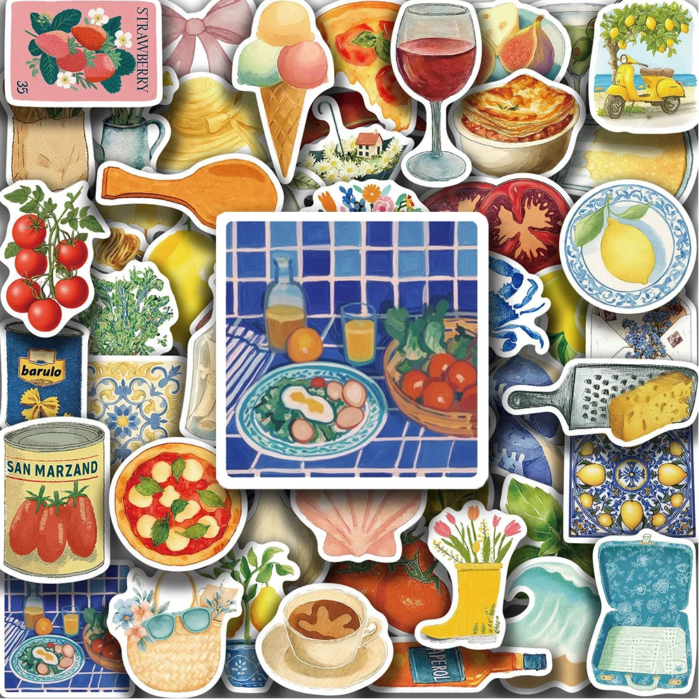 

10/30/50pcs Creative Aesthetic Mediterranean Tomato Stickers Decals DIY Scrapbook Helmet Laptop Guitar Funny Cartoon Sticker Toy