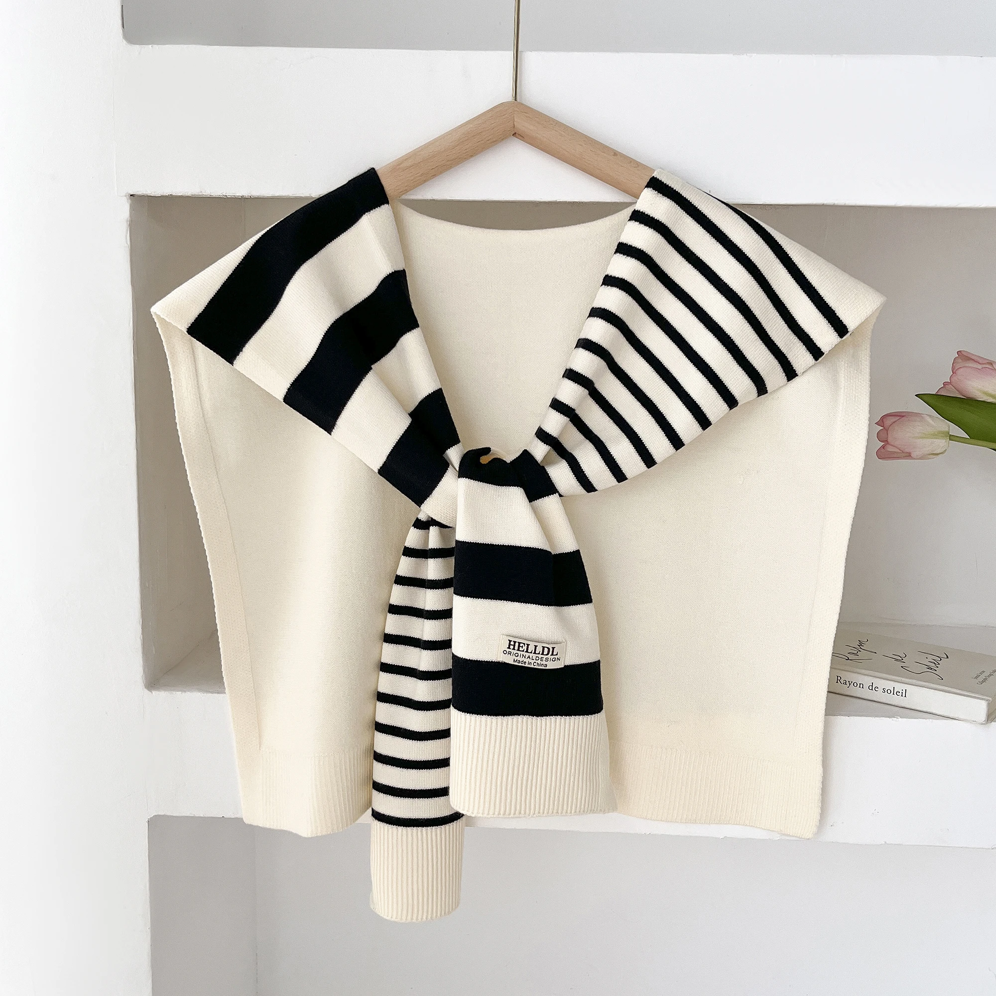 The Four Seasons Knitted Preppy Striped intersect Shawl High-Grade Summer Office Air-Conditioned Room Neck And Shoulder Scarf