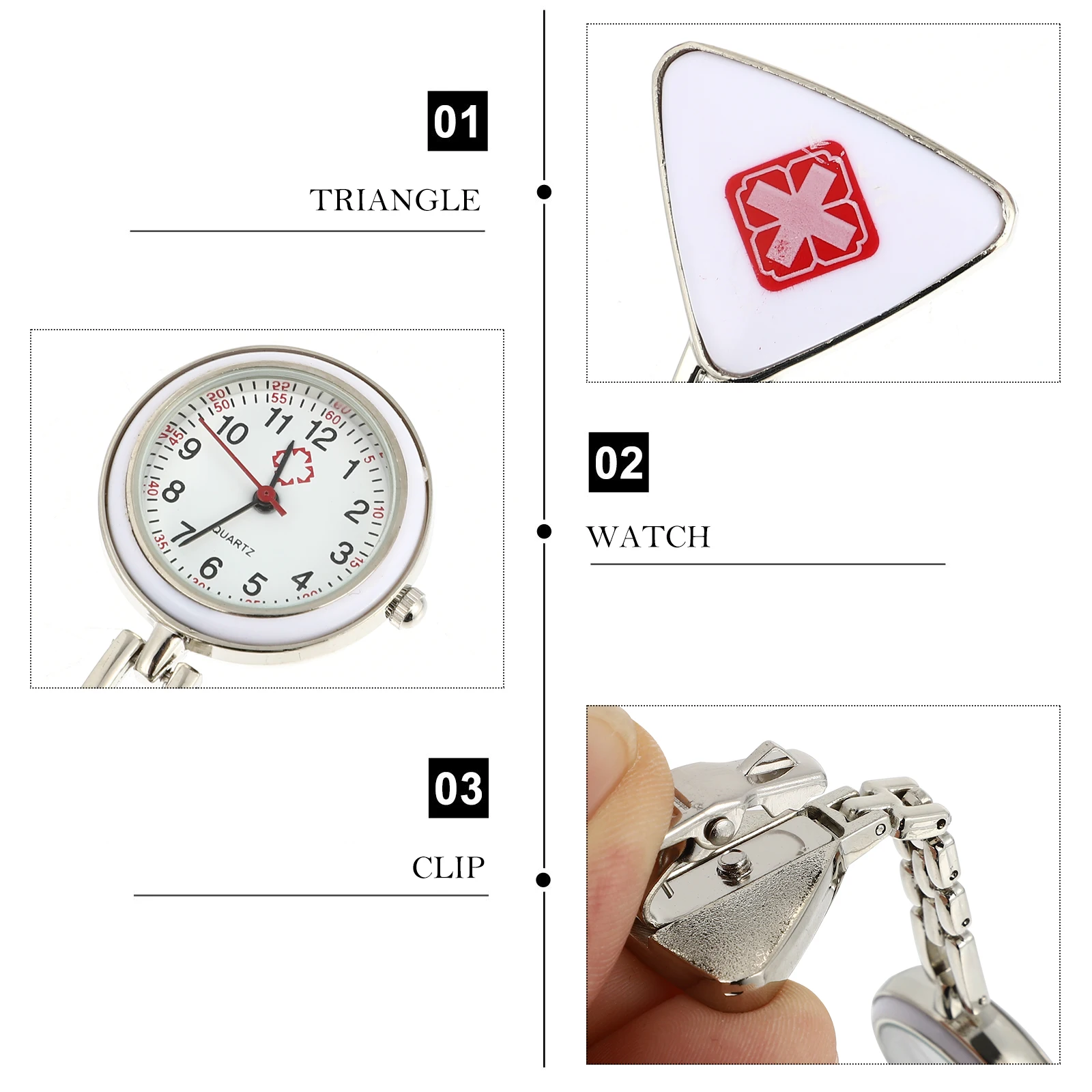 

1pc Quartz Hanging Watch Waterproof Nurse Pocket Watch Safety Clip Lightweight Fashionable Decorative For Doctors Nurses
