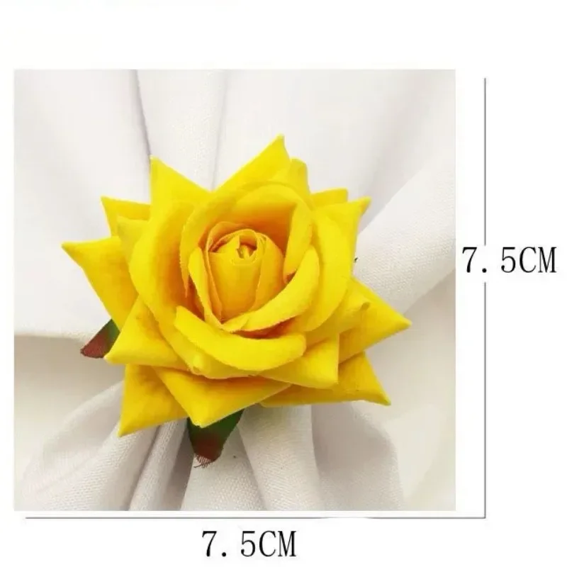 Creative simulation of Valentine's Day yellow roses Napkin rings fruit Metal Napkin Holder for Christmas home decoration