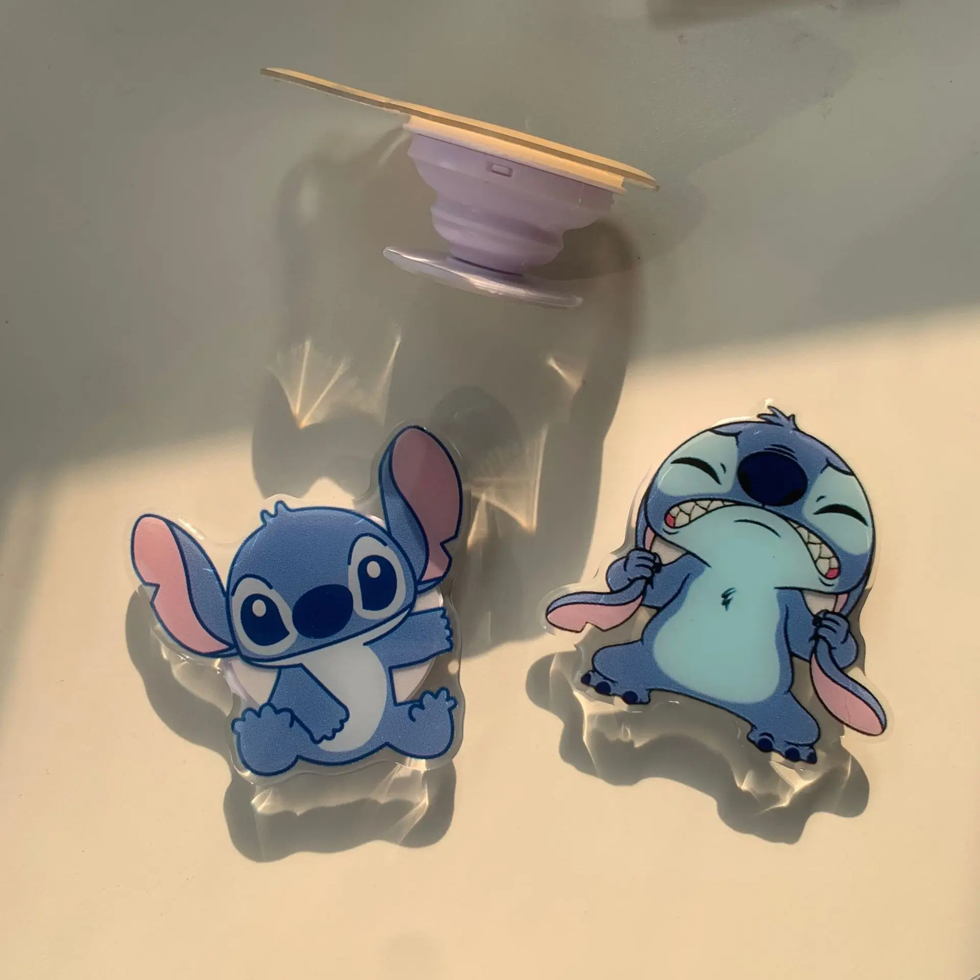 

Cute Disney Anime Stitch Suitable for Any Phone Finger Buckle Stand Cartoon Drip Glue Inflatable Desktop Stand Back Glue Paste