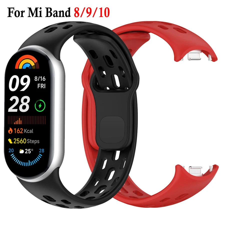 Silicone Strap For Xiaomi Band 10 9 8 Honeycomb Breathable Smart Watchband Replacement Bracelet For Xiaomi Mi Band 8 9 10 Strap