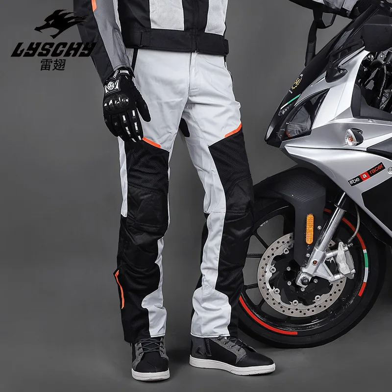 LYSCHY Summer Mesh Riding Pants Men's Built-in Knee Pads Fall and Crash Breathable Motorcycle Motocross Riding Pants LY-917