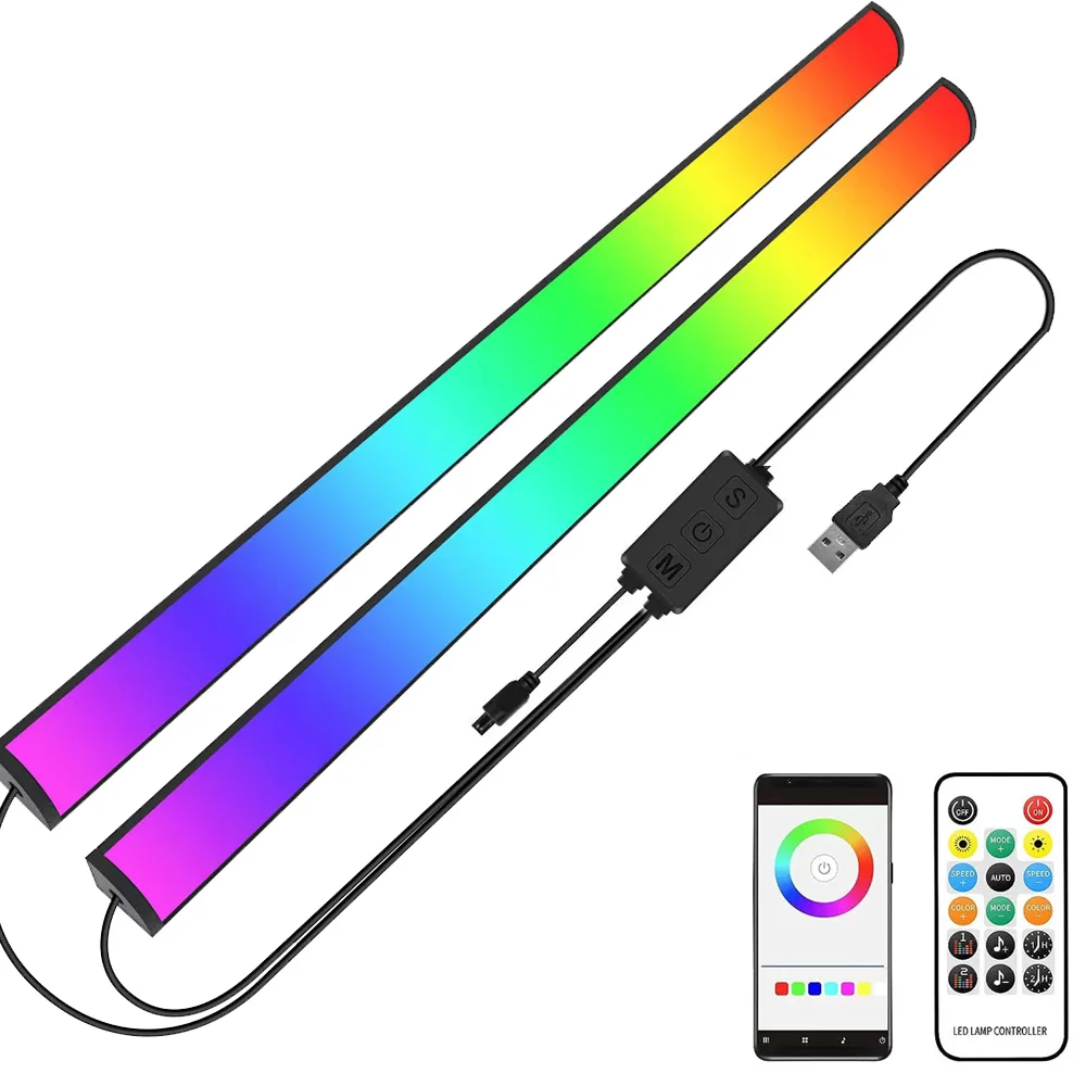 

USB Bluetooth RGBIC LED Light ARGB Under Monitor Light Bar 5V WS2812B RGB Dreamcolor Ambient Desk Lamp Decor APP Remote Control