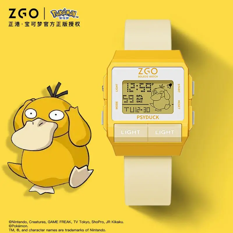 Original Joint Zgo Anime Watches Psyduck Charmander Waterproof Luminous Sports Electronic Watch Student Christmas Gifts