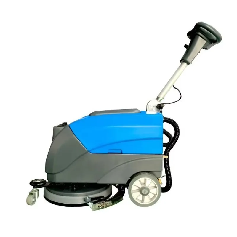 

Walk-Behind Floor Scrubber, Lightweight Manual Cleaning Machine for Small Spaces, Low Noise, Detergent-Compatible, Quick-Dry
