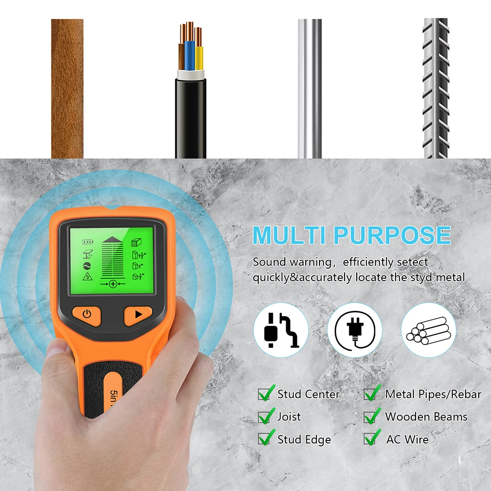 

Wall Scanner Metal for Studs AC Wire ange Compact H held Practical Home Projects Easy Use Wide