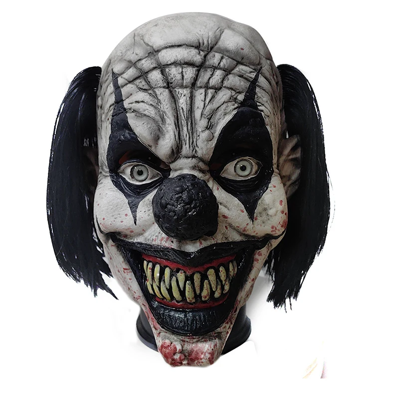 

Funny Smile Clown Mask Black Halloween Latex Party Mask Props Joker Маска Scary Ball Headgear Prop Carnival Decor Adult One Size