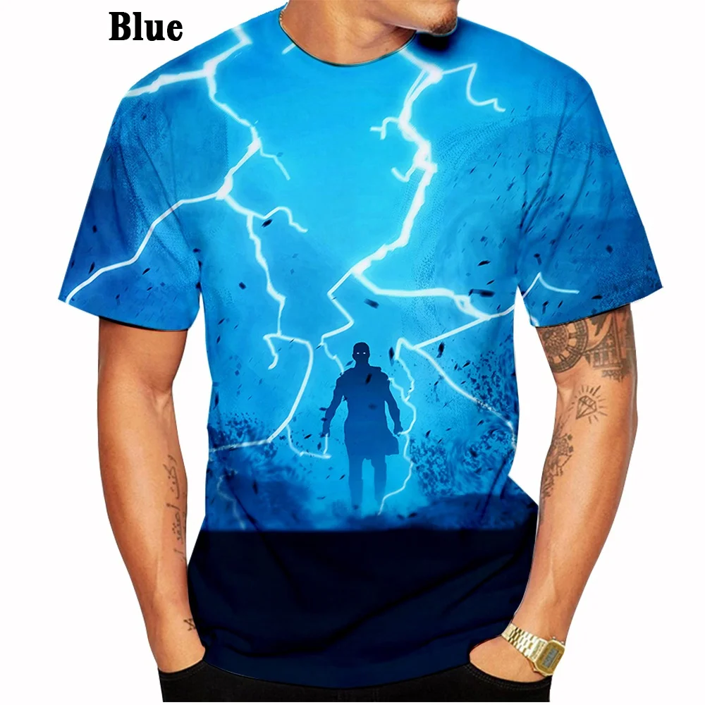 Hot Sale New Product 3D Lightning Print T-shirt Men and Women Personality Cool Print T-shirt