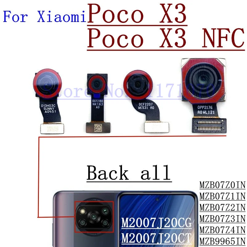 Back Front Facing Rear Camera For Xiaomi Poco X3 Pro NFC Backside Small Frontal Selfie View Camera Module Flex Parts