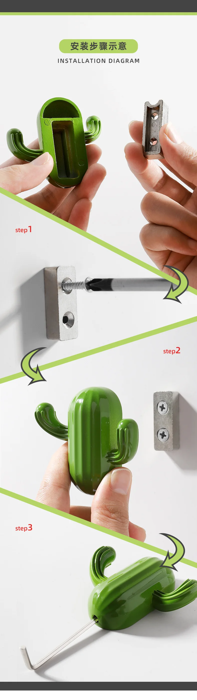 Küchen schrank Lagerung Kaktus Wand haken Kleber praktische Topf Pflanze Wand halter Wohnkultur Veranstalter Schlüssel regal Bad Haken badezimmerzubehör badezimmer haken küchen schrank aufbewahrung kleiderbügel schlüss – Detail 8