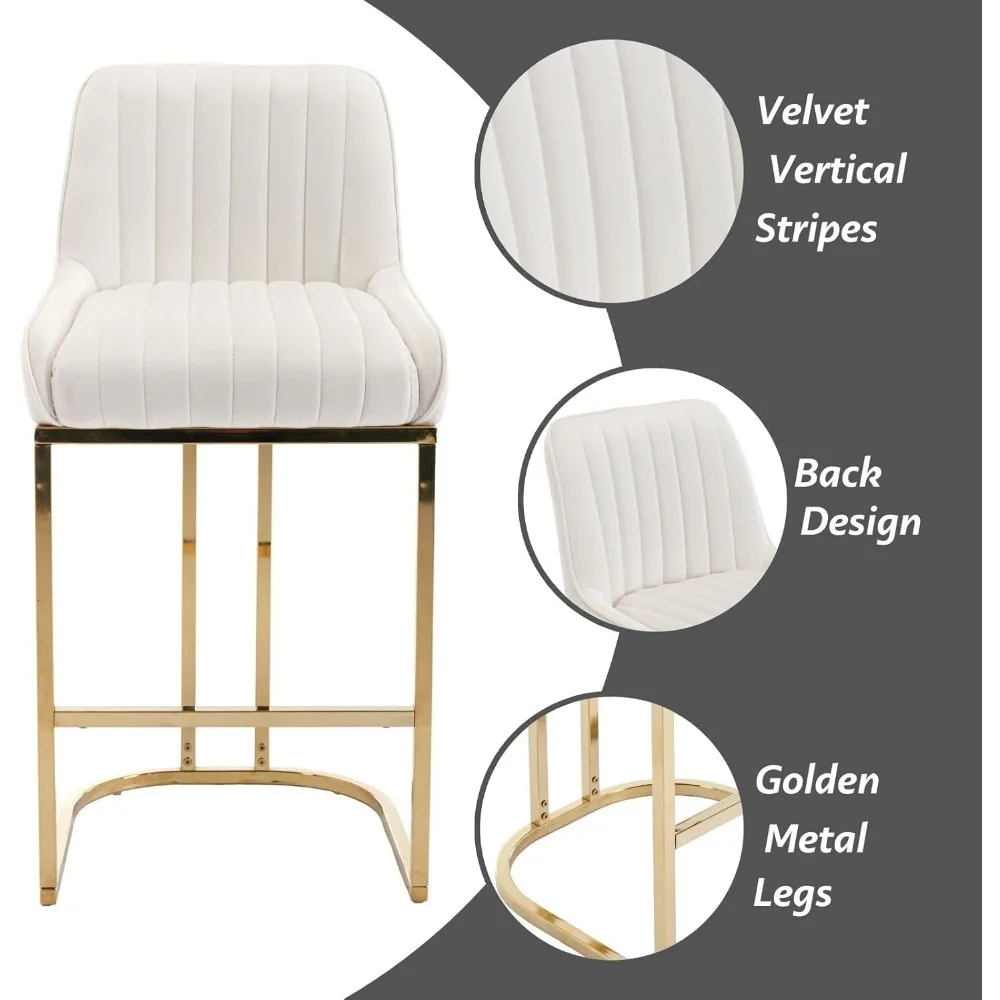 Bancos com Costas Estofados, Cadeiras para Ilha Cozinha, Altura do Contra, 26 polegadas, Conjunto de 2