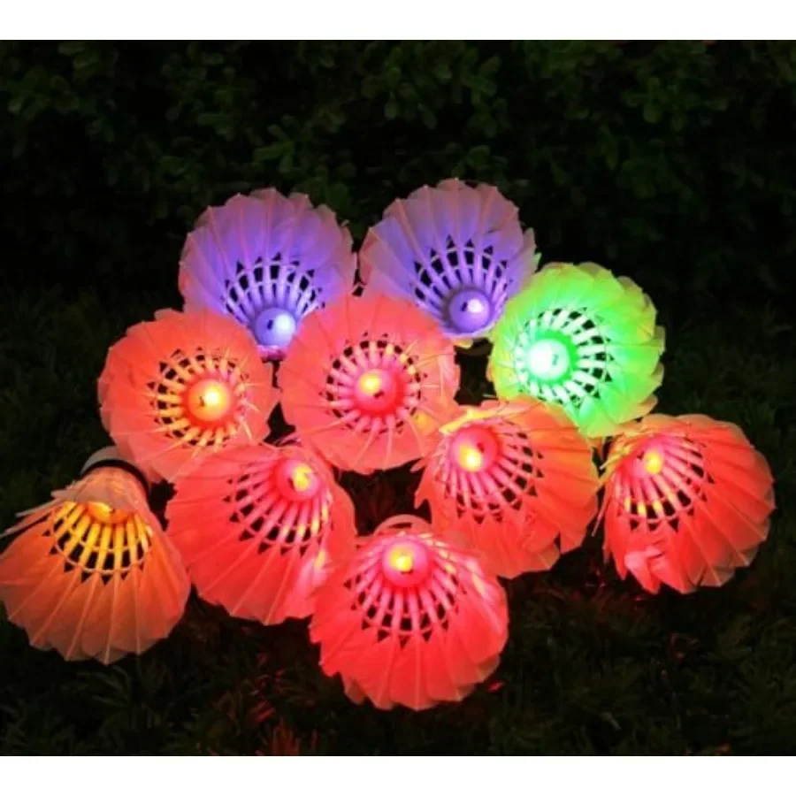 

LED Badminton, [10 Pack] Colourful Shuttlecock Dark Night Goose Feather Glow Birdies Lighting Outdoor Indoor Sport Activities 1