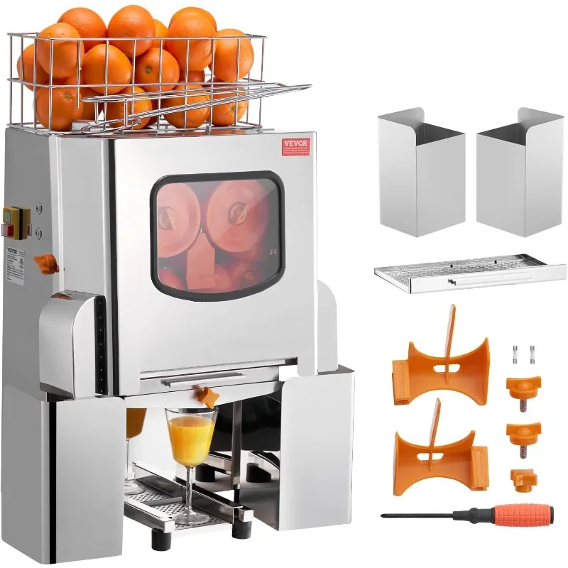 VEVOR Commercial Orange Juicer Machine, 120W Automatic Juice Extractor, Stainless Steel Orange Squeezer 20 Oranges/Minute