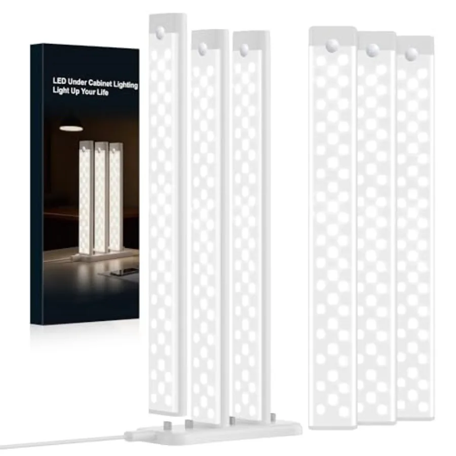 

12 Inch Under Cabinet Lighting 12 Packs with 2 Charging Stations, Rechargeable Motion Sensor Light Indoor, 3 Color Temps, Dimma