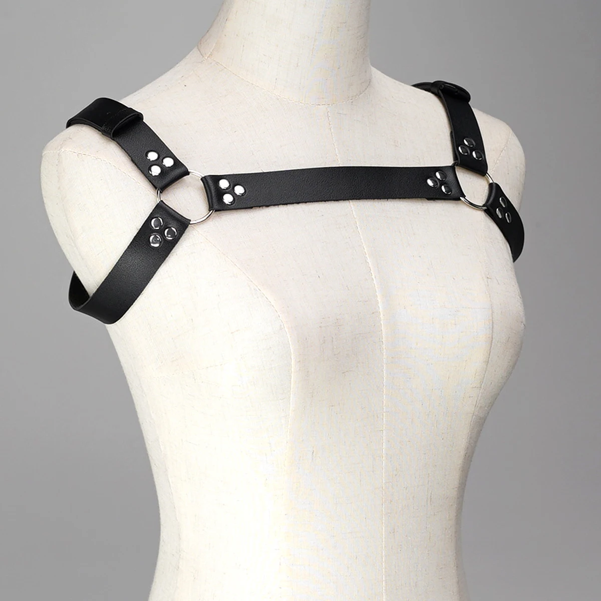Correa de hombro a la moda para mujer, correa de cuero PU, correa para el cuerpo, correa para el pecho, ropa para parejas, ropa diaria a juego