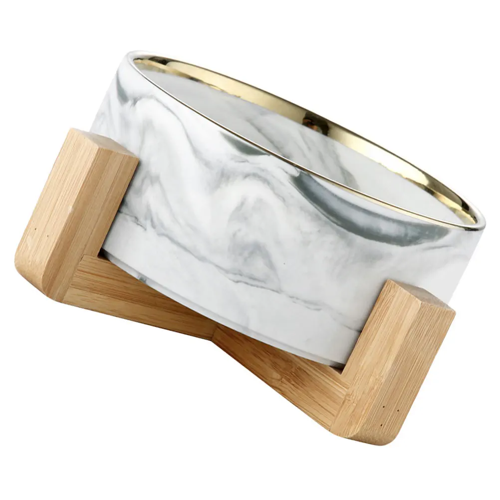 

1Set Marble Pattern Cat Bowl Nordic Style Ceramic Pet Bowl for Small Dogs Cats Elevated Feeder Food Water Dish Safe Non-Toxic