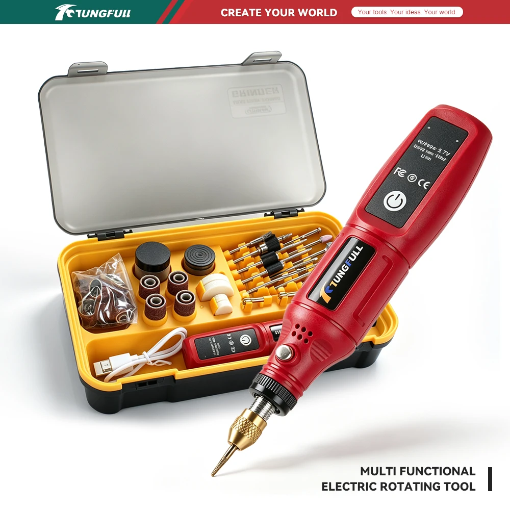 TUNGFULL 3.7V Portable Cordless Rotary Tool Single Speed Mini Grinding Engraving Pen DIY Jewelry Metal Polishing Tool
