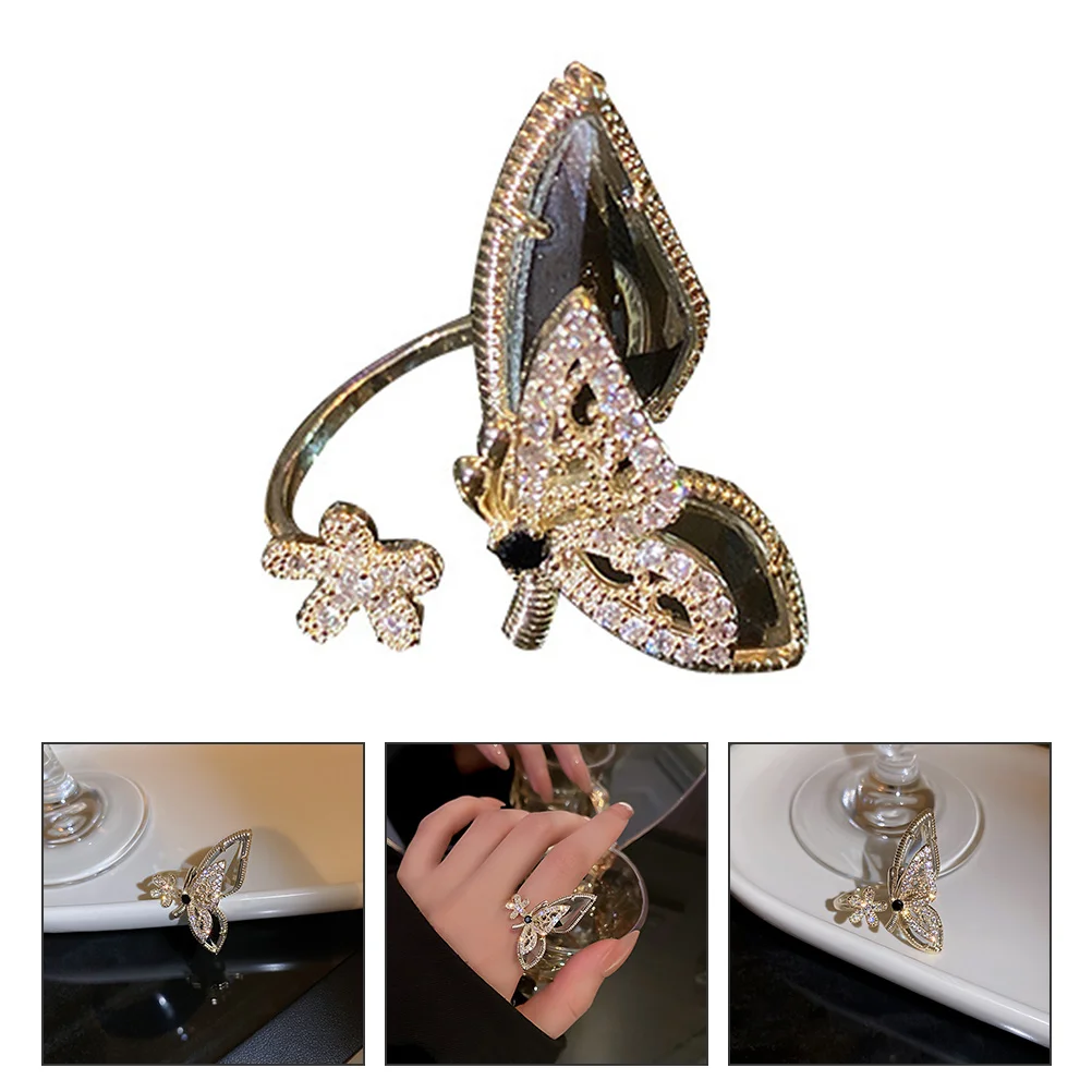 ダイヤモンドクリスタルリングリングナックルパーティーアクセサリーカフ亜鉛合金モデリング愛好家フィンガーバンド