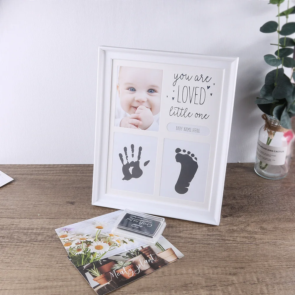 Ylsteed Newborn Hand and Foot Prints  with Ink Pad Baby Footprint  Infant Souvenir Newborn Photo Frame for Picture Props