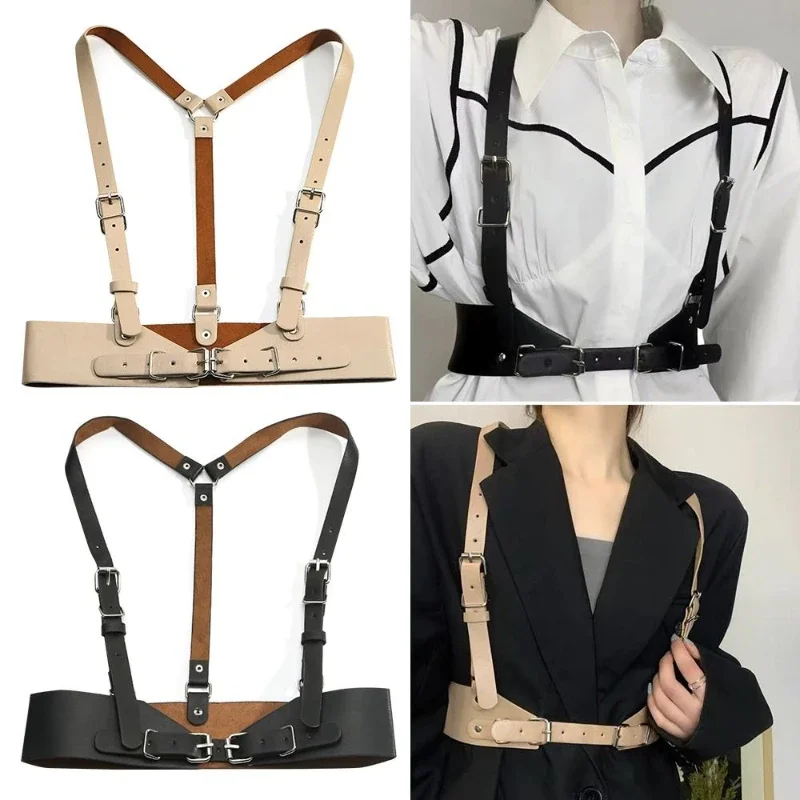 

Ladies Nightclub Elegant Cage Vest Body Strap Leather Punk Waistband Gothic Harness Belt Ladies Dress Cummerbands