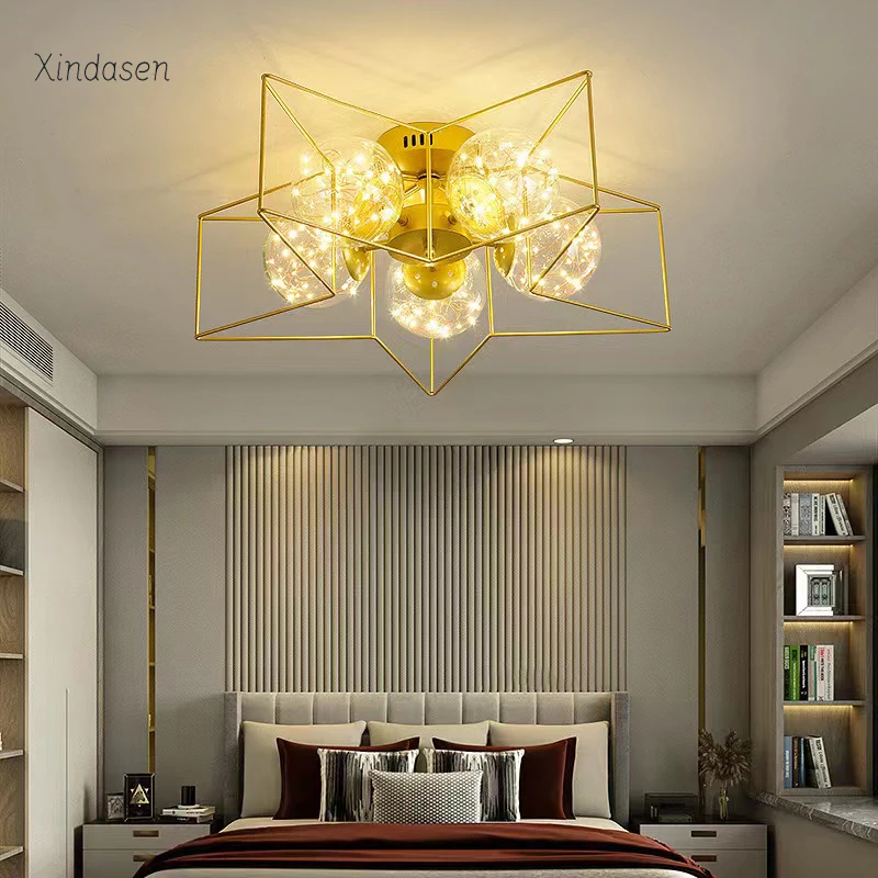 الحديثة Led شكل نجمة ضوء السقف للأطفال غرفة نوم دراسة المطبخ غرفة الطعام الثريا الشمال الأسود النجوم الكرة مصباح السقف