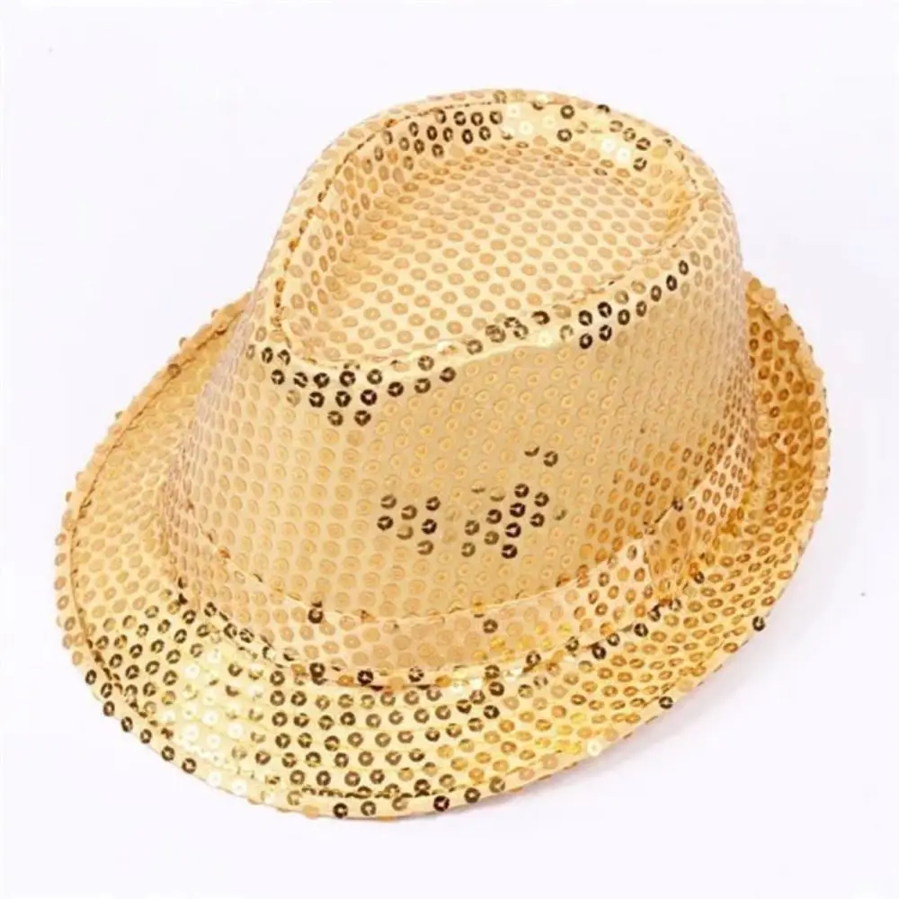 Street Dance Sequin Sequins Fedora Hat Shiny Beading Dance Jazz Cap Brilliant Hip Hop Glitter Jazz Hat Stage Show