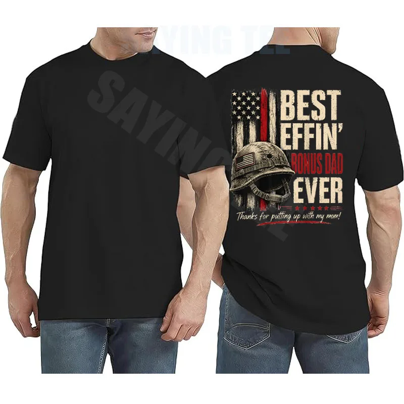 Bestes Effin Bonus Dad Ever Retro Patriotisches Stiefvater-T-Shirt Y2k US-Flaggen-Grafik Herrenbekleidung Ehemann Neuheit Geschenk Baumwollkleidung – Detail 7