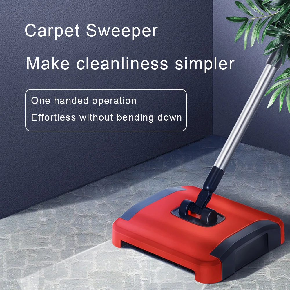 Manual Carpet Sweeper Mini Hand Push Floor Sweeper Cordless Non-Electric Cleaner