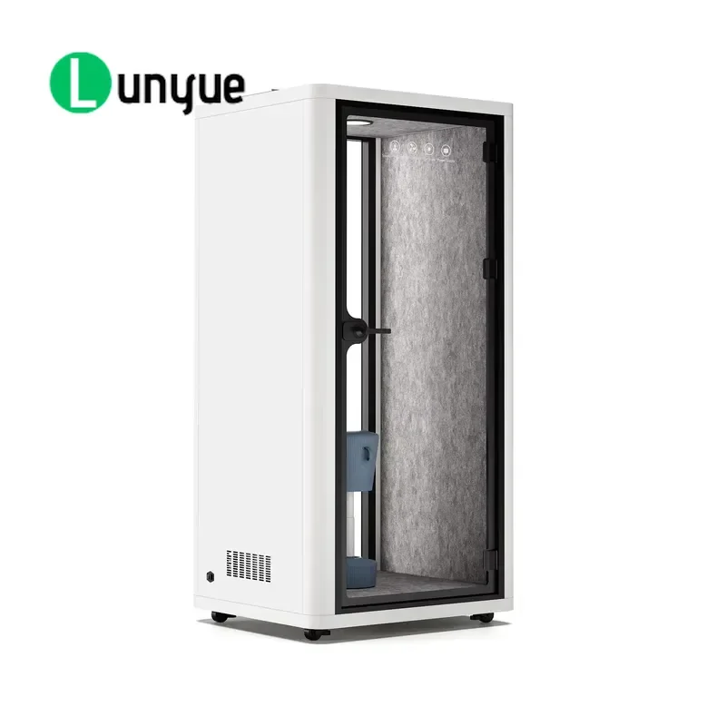 Mobile Soundproof Single Office Cabin with Wheels Indoor Portable Small Telephone Booth for Quiet Work Space Easy Assembly