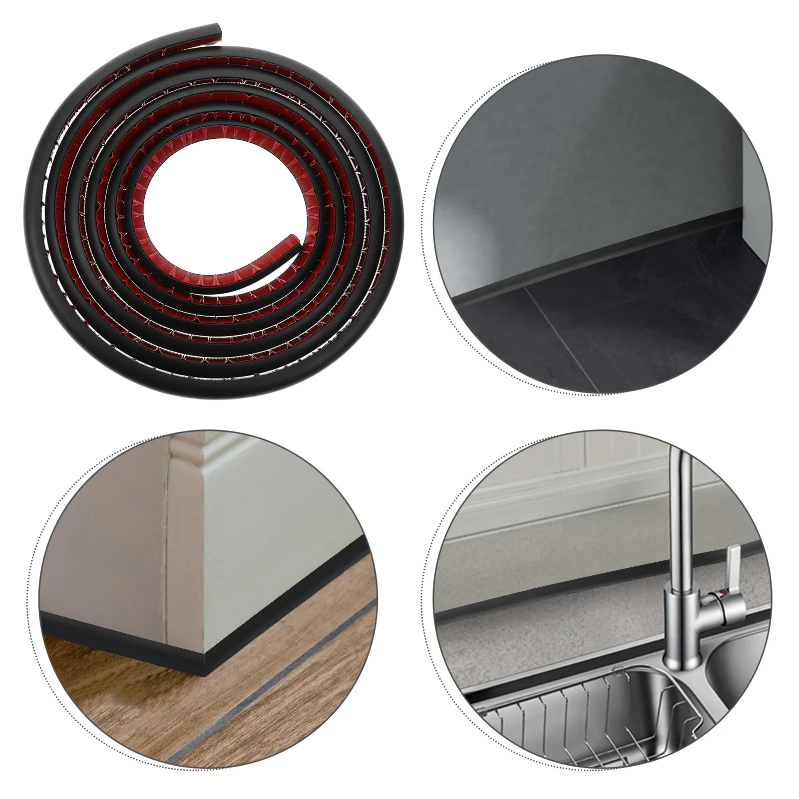 

3 Meter Self Adhesive Flexible Quarter Round Molding Trim PVC Floor Decorative Strip for Stairs Corners Bathtub Walls Bendable
