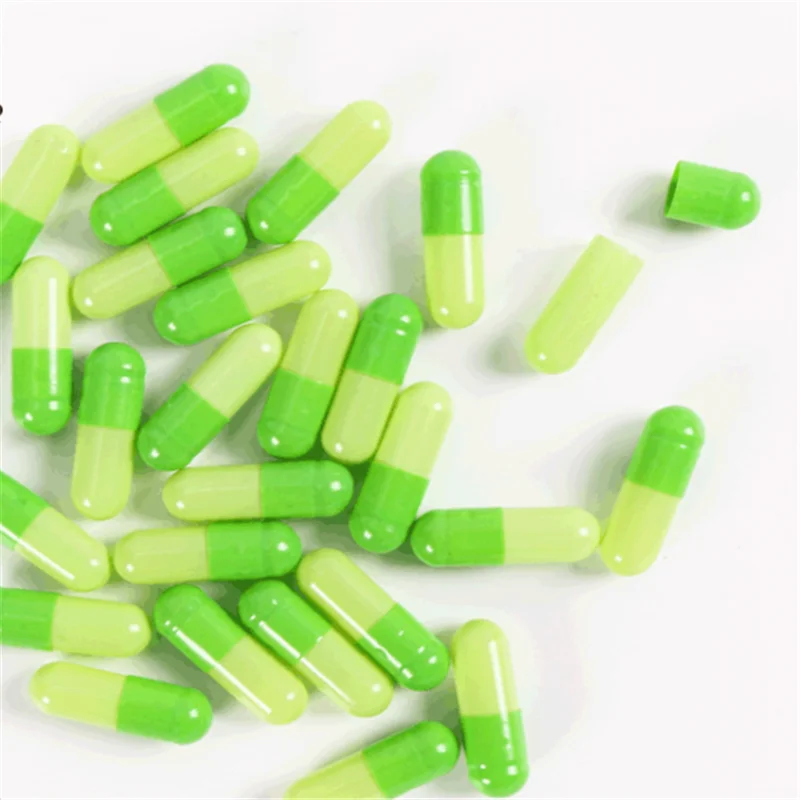 (10,000pcs/lot) separated 0# dark green/light green color capsule,empty capsule,gelatin capsule/Tattoo accessories