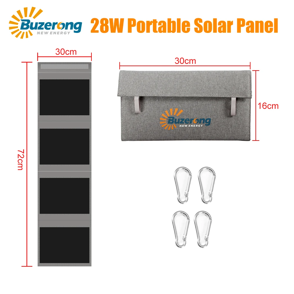 28W Solar Panel Foldable Kit Portable Solar Charger with USB Charge Stabilize Battery Charger For Outdoor Camping Phone Tablet