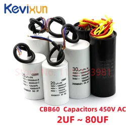 Motor Run Capacitors CBB60 450V AC Starting Capacitor 5% 2/4/5/6/8/10/12/14/15/16/18/20/25/30/40/45/70/80UF for Washing Machine