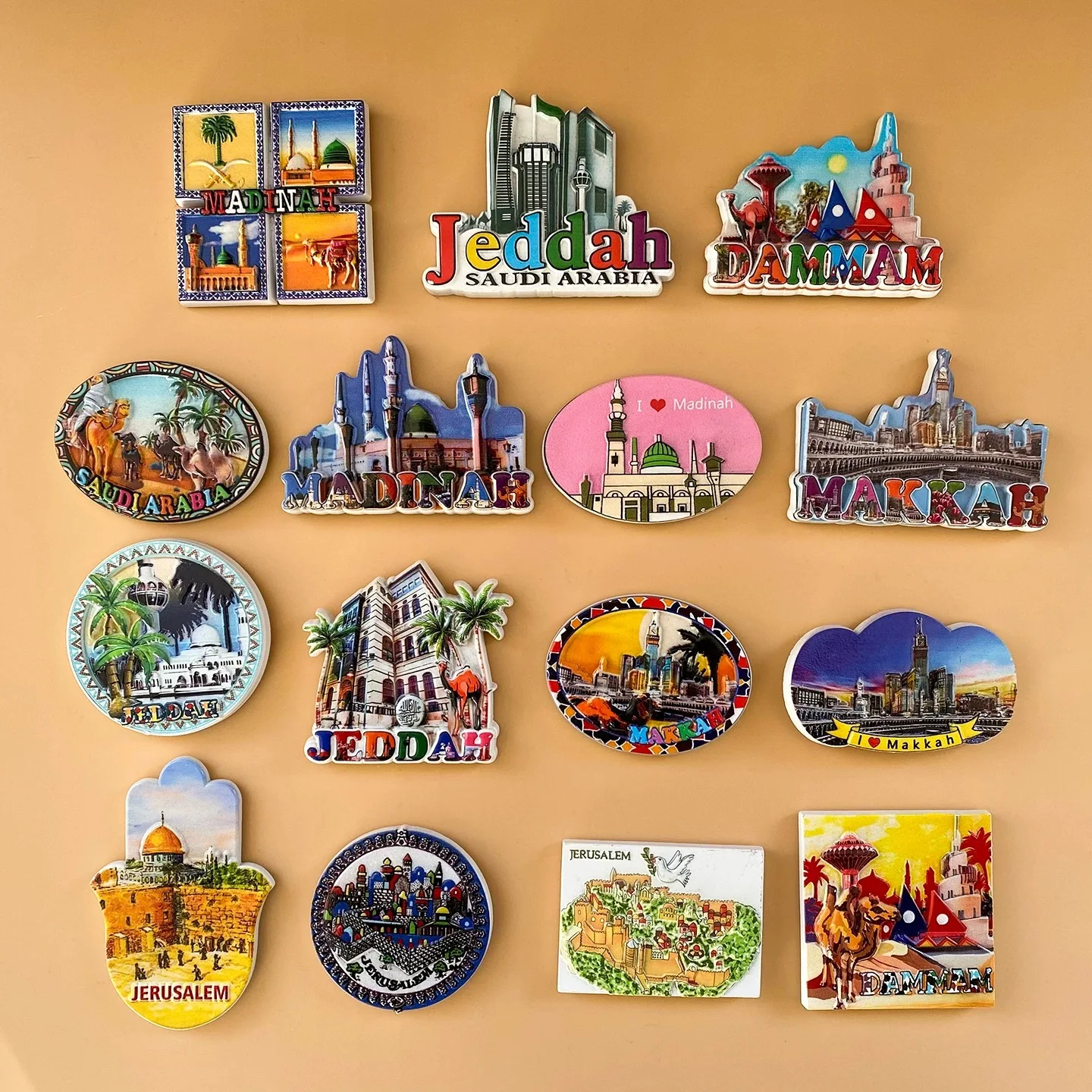 Home Decor Jeddah - Magnet Kulkas Kota Arab Saudi, Resin