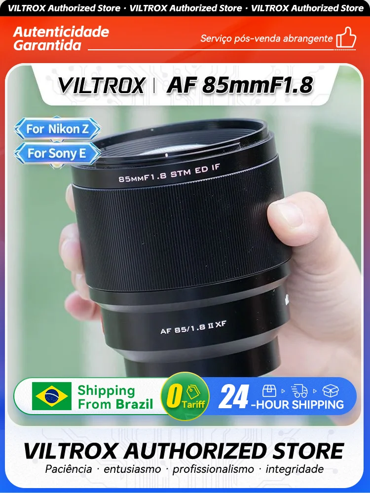 【 Do Brasil 】 Viltrox AF 85mm F1.8 II Full Frame Mirrorless Camera Lens for Sony ZVE10 A7IV A7III A7 Nikon Z Fujifilm XF 85 1.8