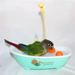 Parrot Automatic Bird Bath Tub With Faucet Realistic Washing Parakeets Budgie Cockatiel Conure Parrot Bath Box Bird Supplies